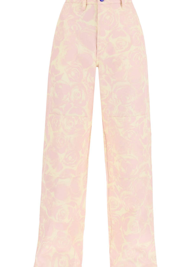 Burberry "rose print canvas workwear pants"