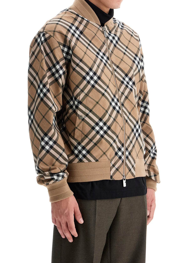 Burberry ered harrington jacket in wool blend