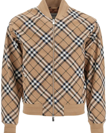 Burberry ered harrington jacket in wool blend