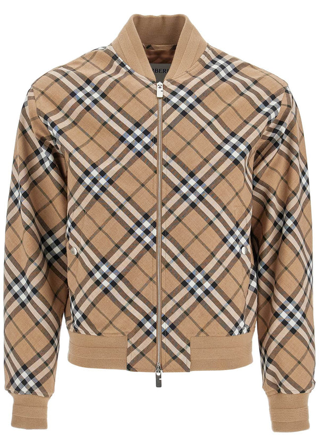 Burberry ered harrington jacket in wool blend