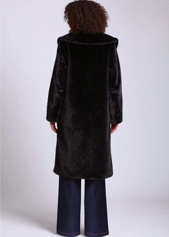 Shawl Collar Faux Fur Coat-Avec Les Filles-Urbanheer