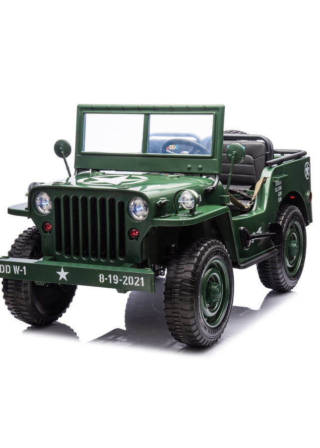 24V Military Willy Jeep 3 Seater Electric Ride On