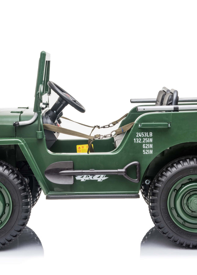 Available April 15th 24V Military Willy Jepp 3 Seater Electric Ride On-Ride On Cars-Freddo Toys-Green-Urbanheer