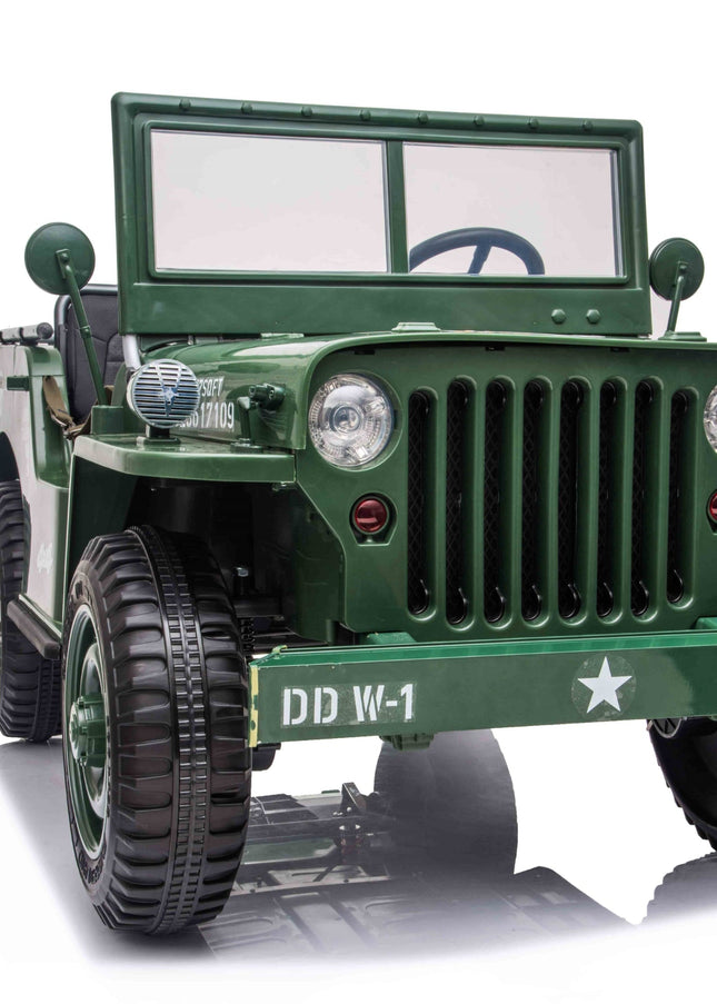 Available April 15th 24V Military Willy Jepp 3 Seater Electric Ride On-Ride On Cars-Freddo Toys-Green-Urbanheer