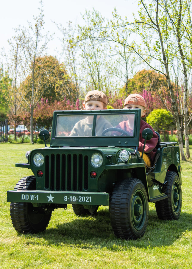 24V Military Willy Jeep 3 Seater Electric Ride On