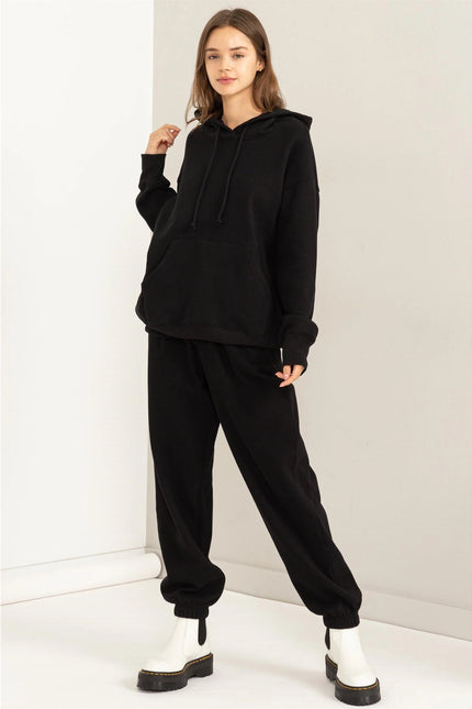 Weekend Chiller Drop Shoulder Oversized Hoodie - Black-Clothing - Women-HYFVE-Urbanheer