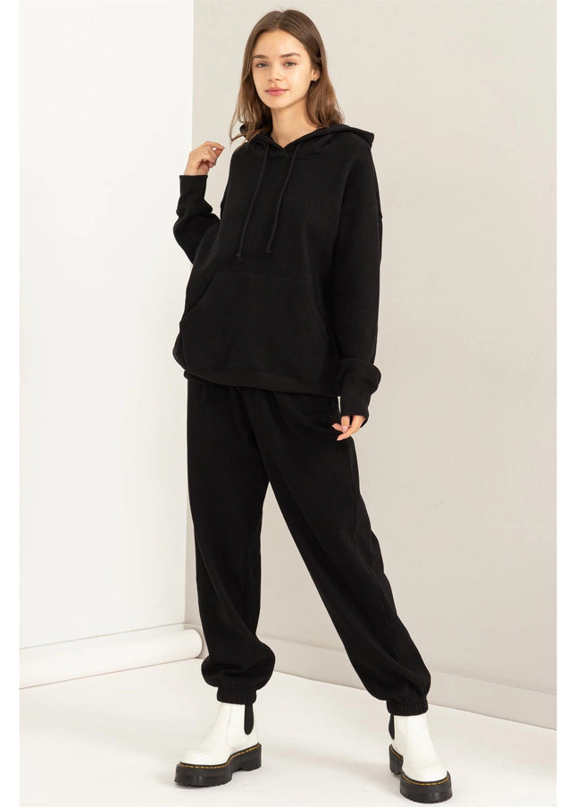 Weekend Chiller Drop Shoulder Oversized Hoodie - Black-Clothing - Women-HYFVE-Urbanheer