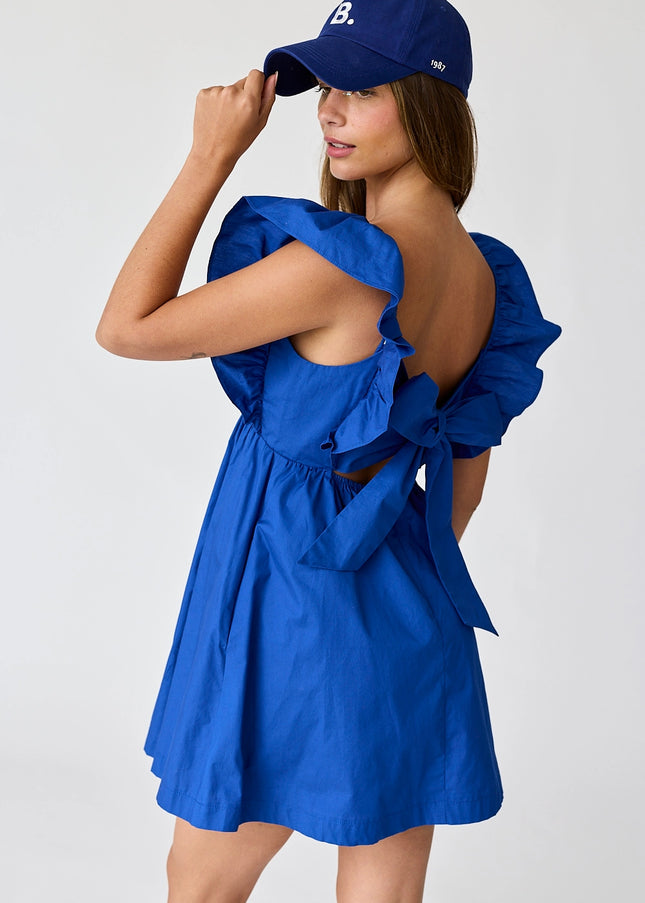 Audrey Tie-Back Ruffle Mini Dress