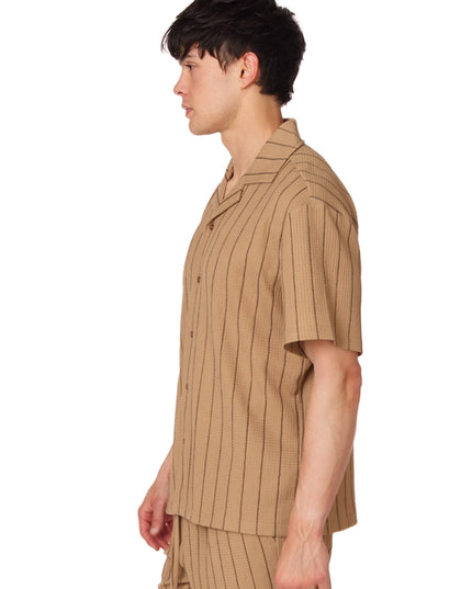 Textured Short Sleeve Men's Shirt BROWN