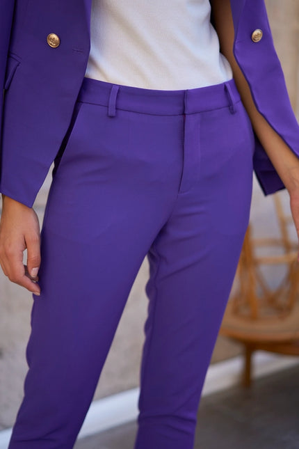 High Waist Cigarette Pants Violet-Pants-Attentif Paris-Urbanheer