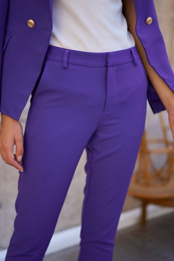 High Waist Cigarette Pants Violet-Pants-Attentif Paris-Urbanheer