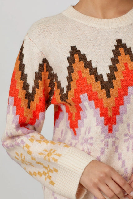 Fair Isle Pullover Sweater  Ivory Mix