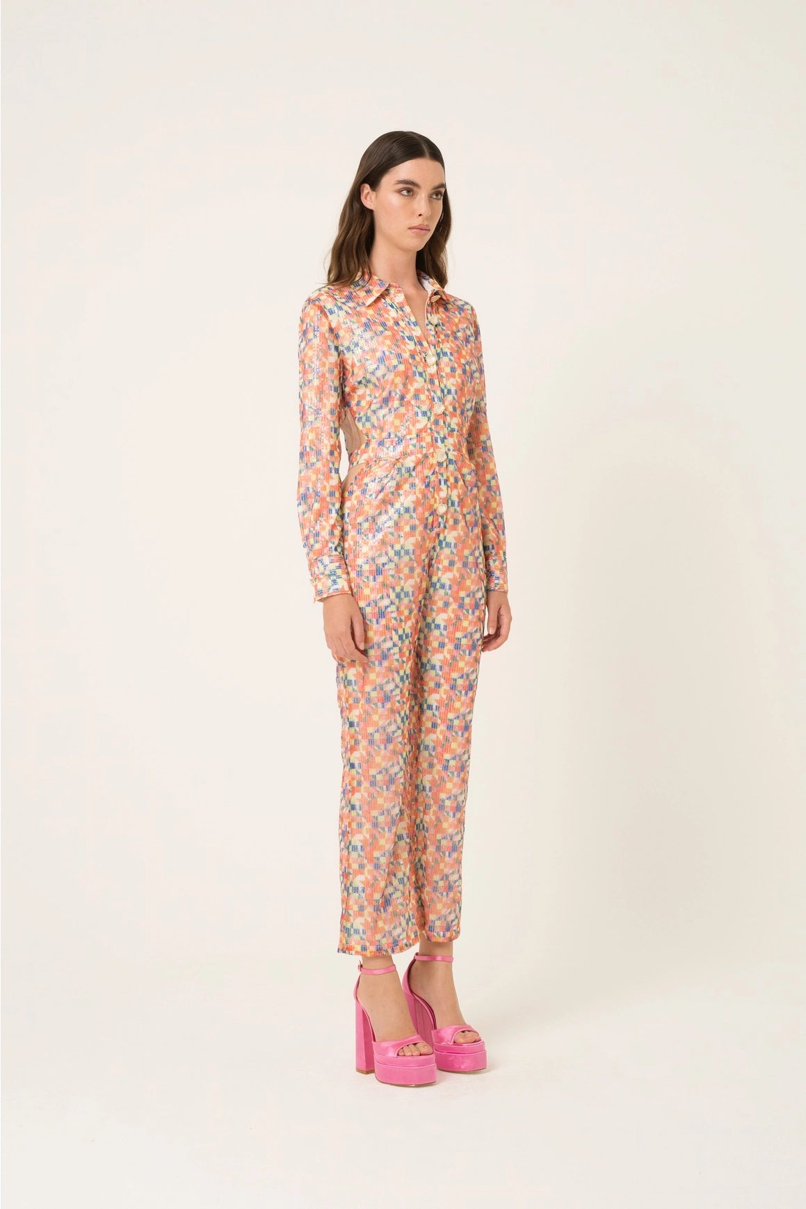 Poppy Long Sleeve Multi Color Jumpsuit-Clothing - Women-Amy Lynn-Urbanheer
