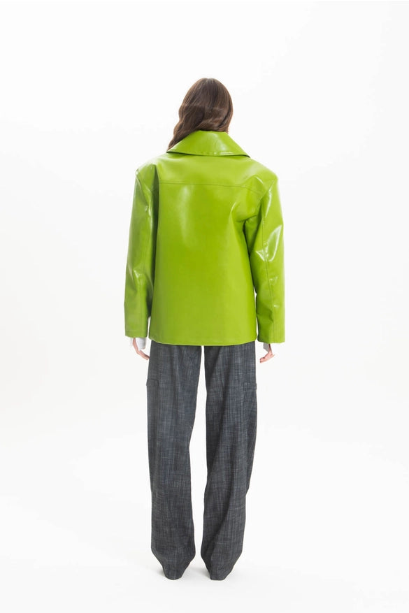 Green Faux Leather Jacket-Jacket-Nicole Baratta-One size-Urbanheer