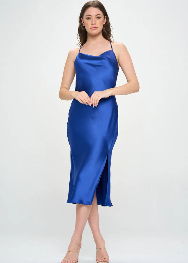 Satin Bias Slip Dress With Slit-Clothing - Women-Renee C.-Urbanheer