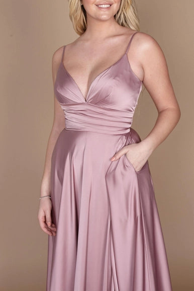 Mauve Spaghetti Strap Prom Long Formal Gown Wholesale-Dylan & Davids-Urbanheer