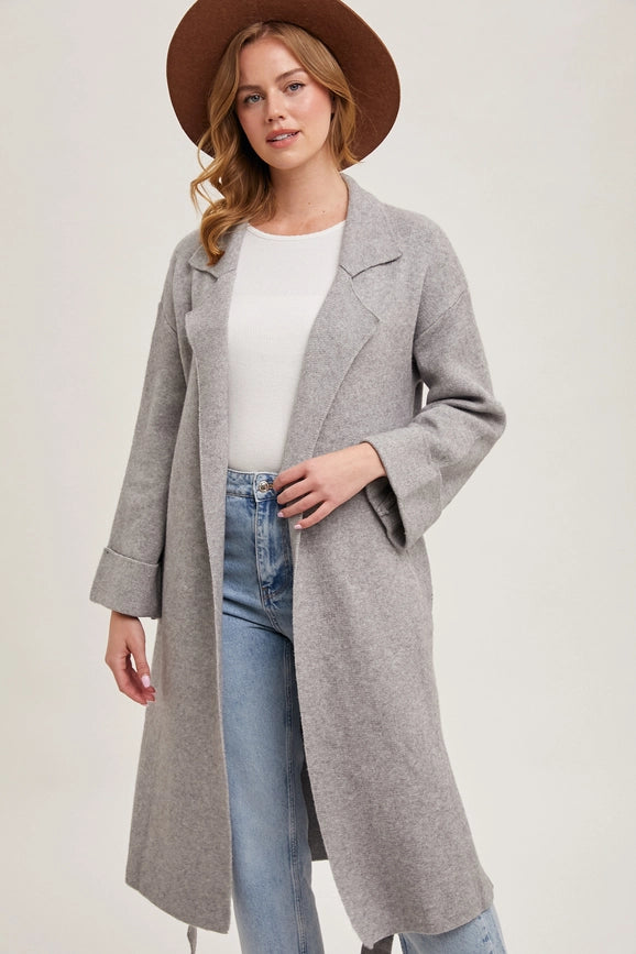 Effortless Knitted Trench Coat  H.GREY