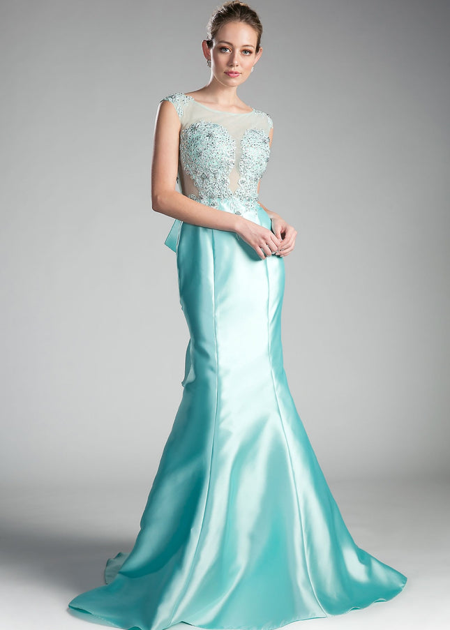 Fitted Mikado Mermaid Gown with Illusion Closed Back-Night Out-Tux-USA-2-Mint-Urbanheer