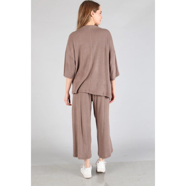 Brushed Wide Leg Pants Coffee-Pants-Peace Love Line-Urbanheer