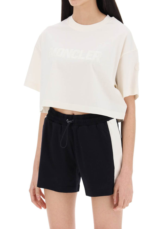 Moncler cropped t-shirt with sequin logo