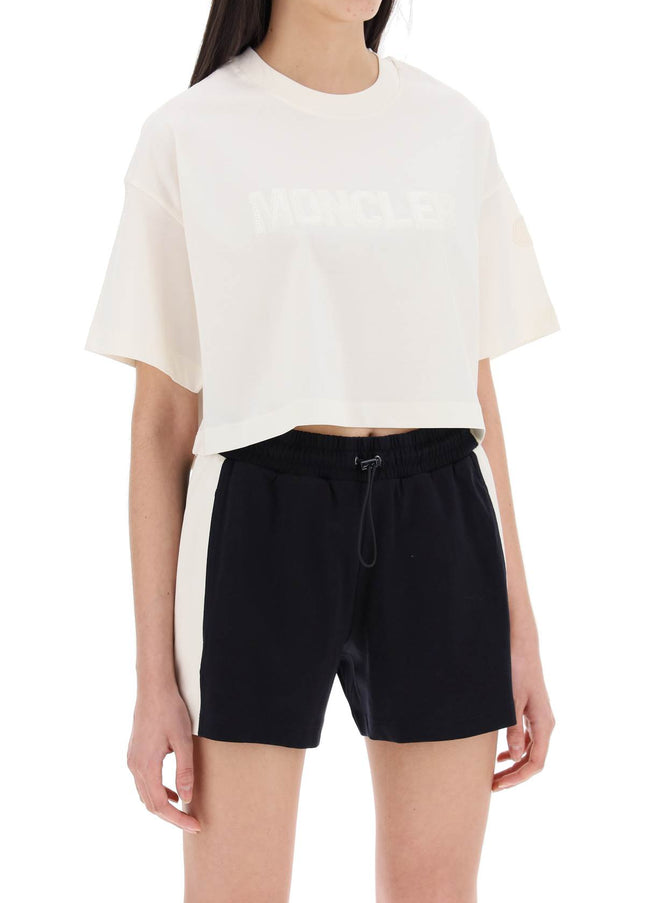 Moncler cropped t-shirt with sequin logo