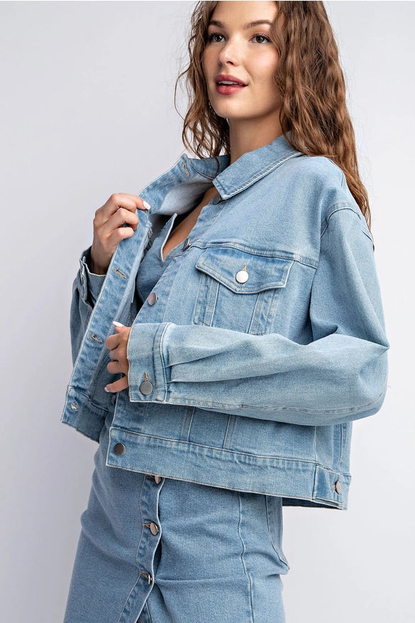 Stretched Denim Jacket with Pocket-Jacket-EDIT by NINE-Urbanheer