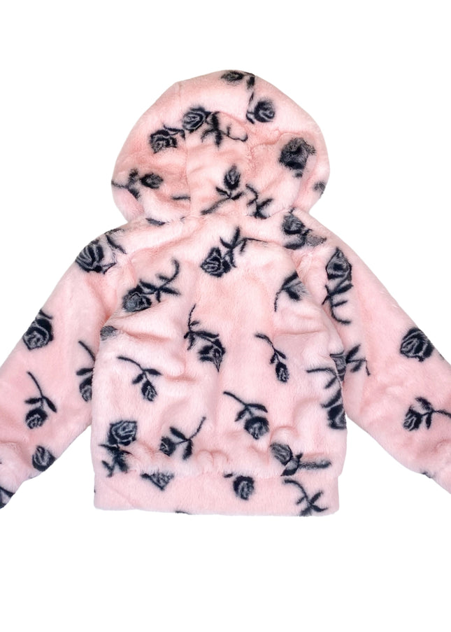 Rose Furry Hooded Jacket-doe a dear-Urbanheer