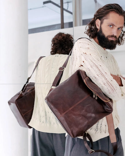 Brown Leather Backpack - A Bend in the River Brown