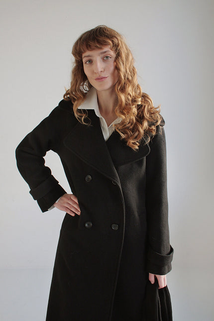 Black Warm Wool Coat Winter-Fall For Woman-Clothing - Women-Nich Linen-Urbanheer