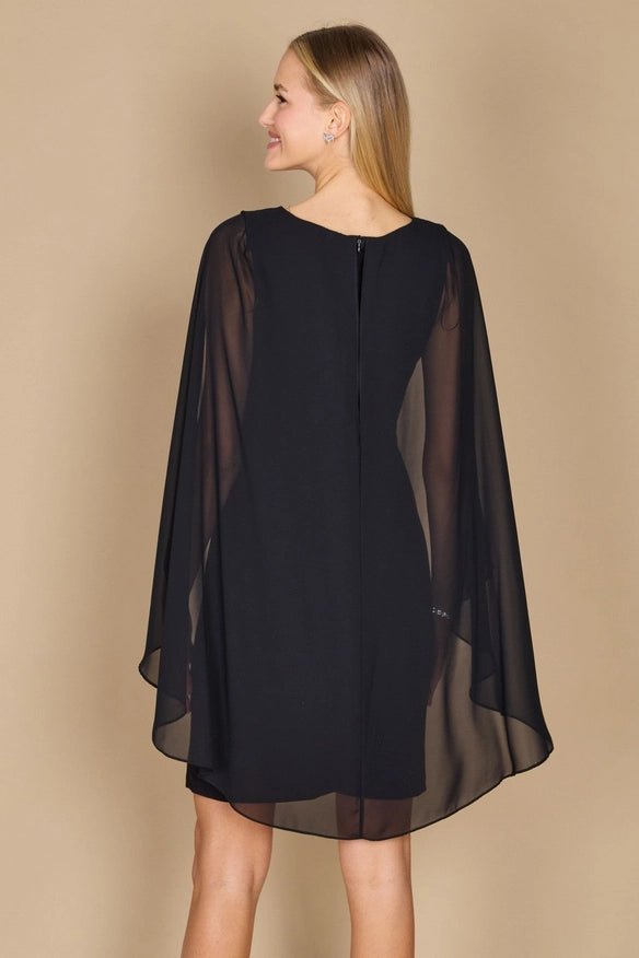 R&M Richards 5806W Short Plus Size Cape Dress Black-Dress-Dylan & Davids-Urbanheer