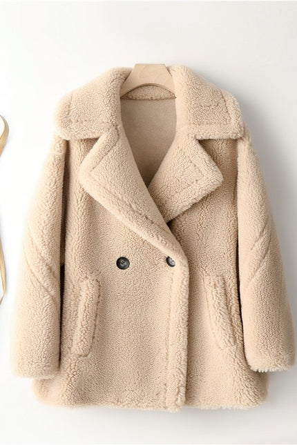 Women Lamb Wool Coat Winter Short Coat-Productseeker-S-Creamy-Urbanheer