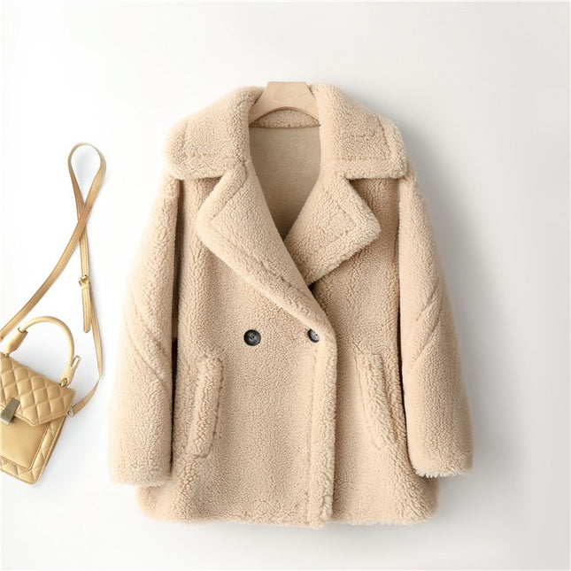 Women Lamb Wool Coat Winter Short Coat-Productseeker-S-Creamy-Urbanheer