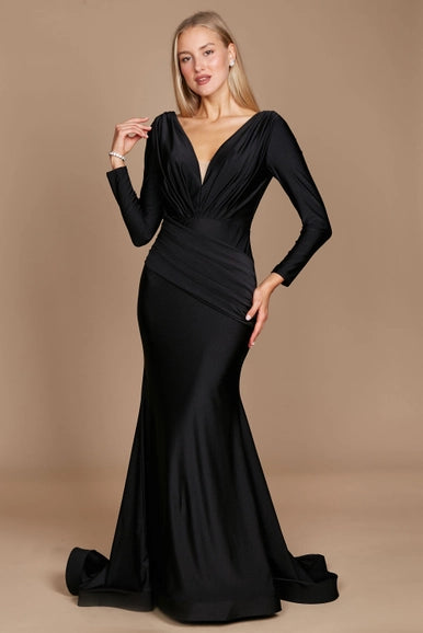 Dylan & Davids Long Sleeve Formal Evening Dress Black-Dylan & Davids-Urbanheer