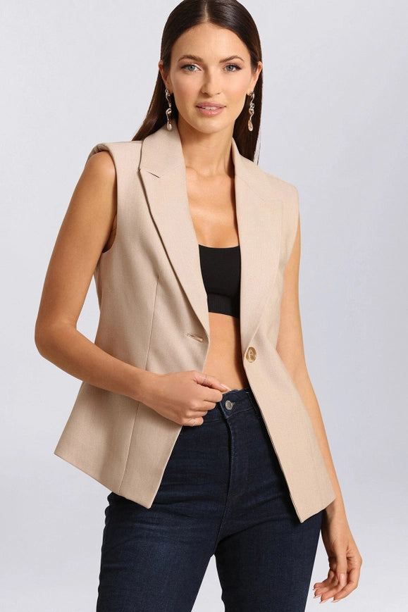 Sculpted Suit Vest Tan-Suit Vest-Avec Les Filles-Urbanheer