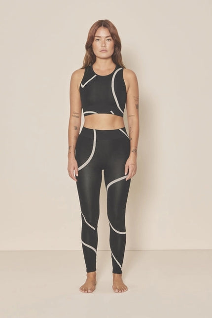 Loud Logo Crop Top - Black / Sustained Grey-TOP-Moonchild Yoga Wear-Urbanheer