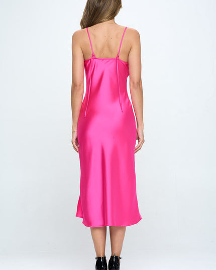 Satin Bias Slip Dress With Slit-Renee C.-Urbanheer