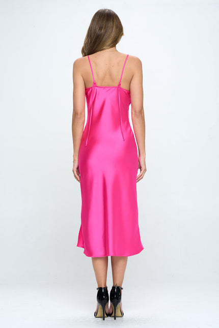 Satin Bias Slip Dress With Slit-Renee C.-Urbanheer