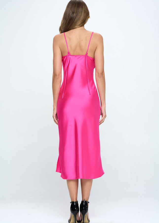 Satin Bias Slip Dress With Slit-Renee C.-Urbanheer