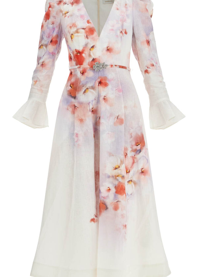 Zimmermann white floral linen midi dress ciara