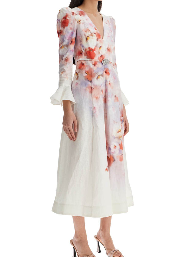 Zimmermann white floral linen midi dress ciara