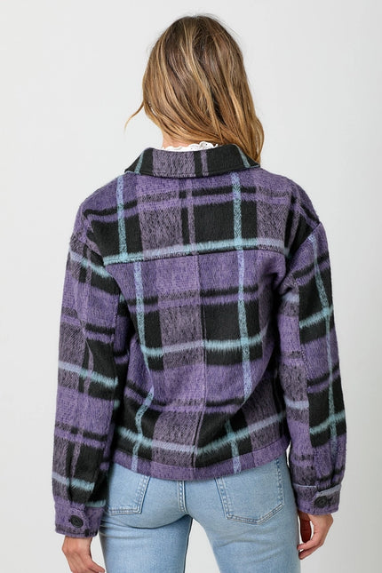 Button Down Checker Jacket Violet