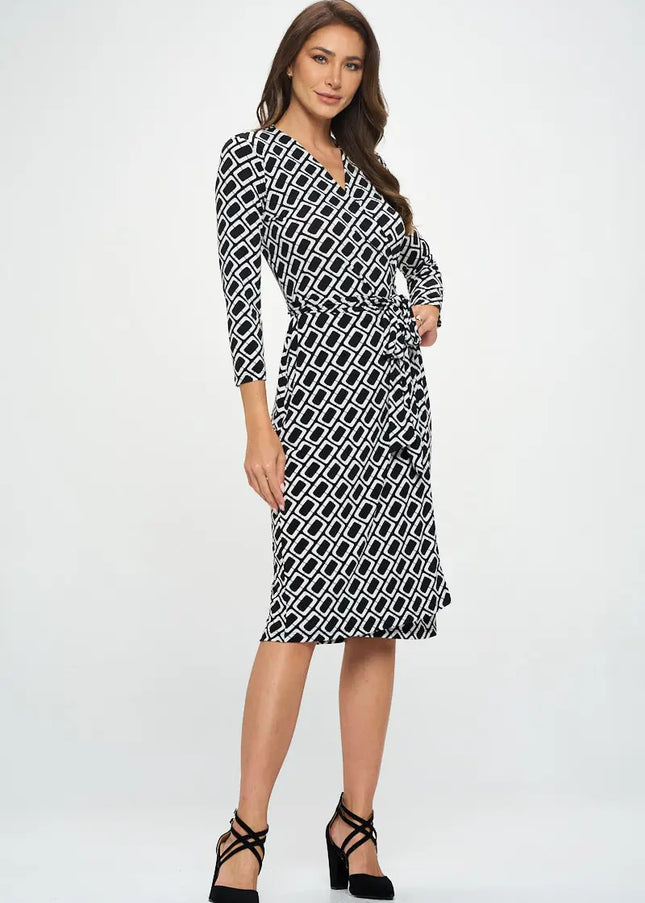 V Neck Jersey Wrap Dress With Tie-Clothing - Women-Renee C.-Urbanheer