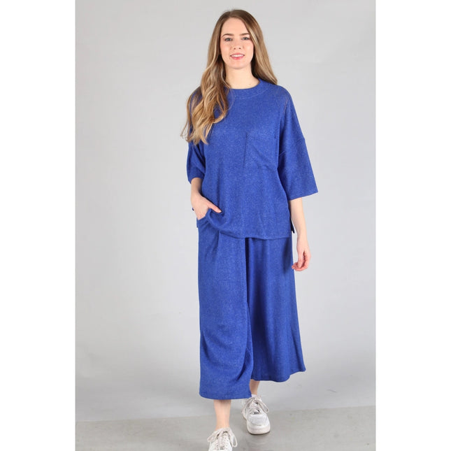 Brushed Wide Leg Pants Royal-Pants-Peace Love Line-Urbanheer