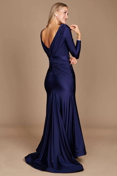 Navy Dylan & Davids Long Sleeve Formal Evening Dress-Dylan & Davids-Urbanheer