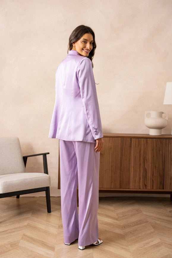 Satin Plain Fitted Jacket Lilac-Jacket-Attentif Paris-Urbanheer