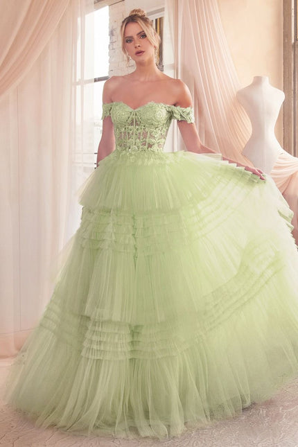 Pleated Tulle Ball Gown-Nightgown-Tux-USA-16-Sage-Urbanheer