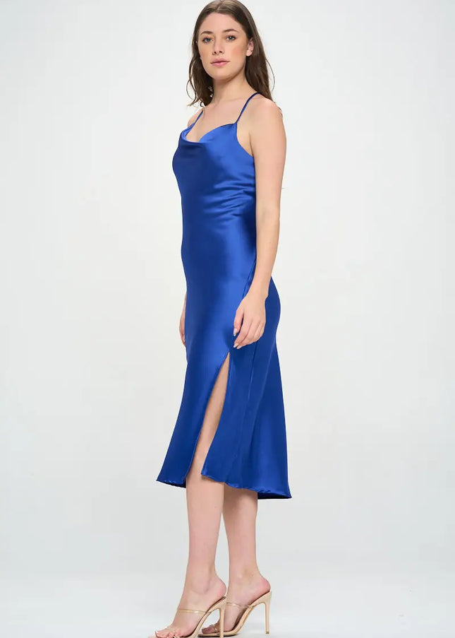 Satin Bias Slip Dress With Slit-Clothing - Women-Renee C.-Urbanheer