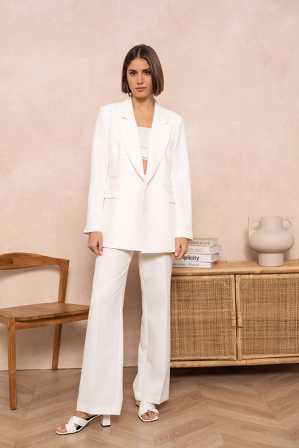 Signature Asymmetric Mid-Length Double-Breasted Plain Jacket White-Jacket-Attentif Paris-Urbanheer