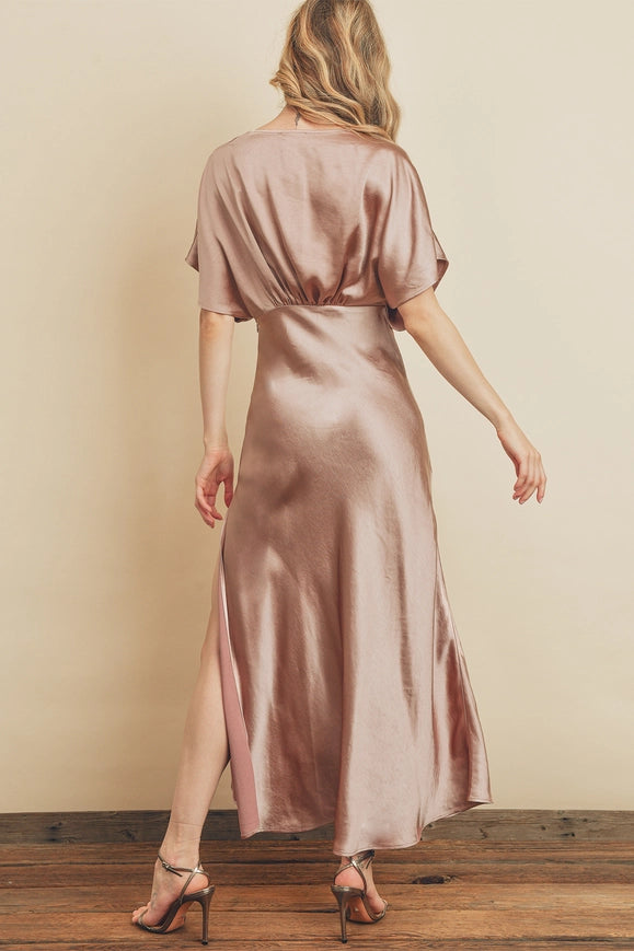 Satin Blouson Maxi Dress MAUVE-Maxi Dress-Dress Forum-Urbanheer