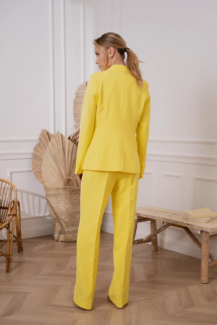 Timeless One-Button Fitted Plain Jacket Yellow-Jacket-Attentif Paris-Urbanheer